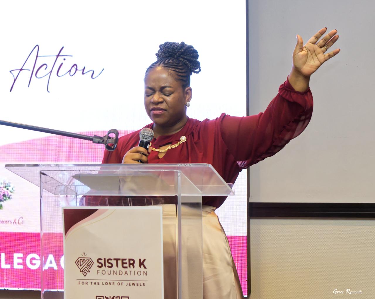 Sister K leading prayer at the Empowerment in Action Awards 2026